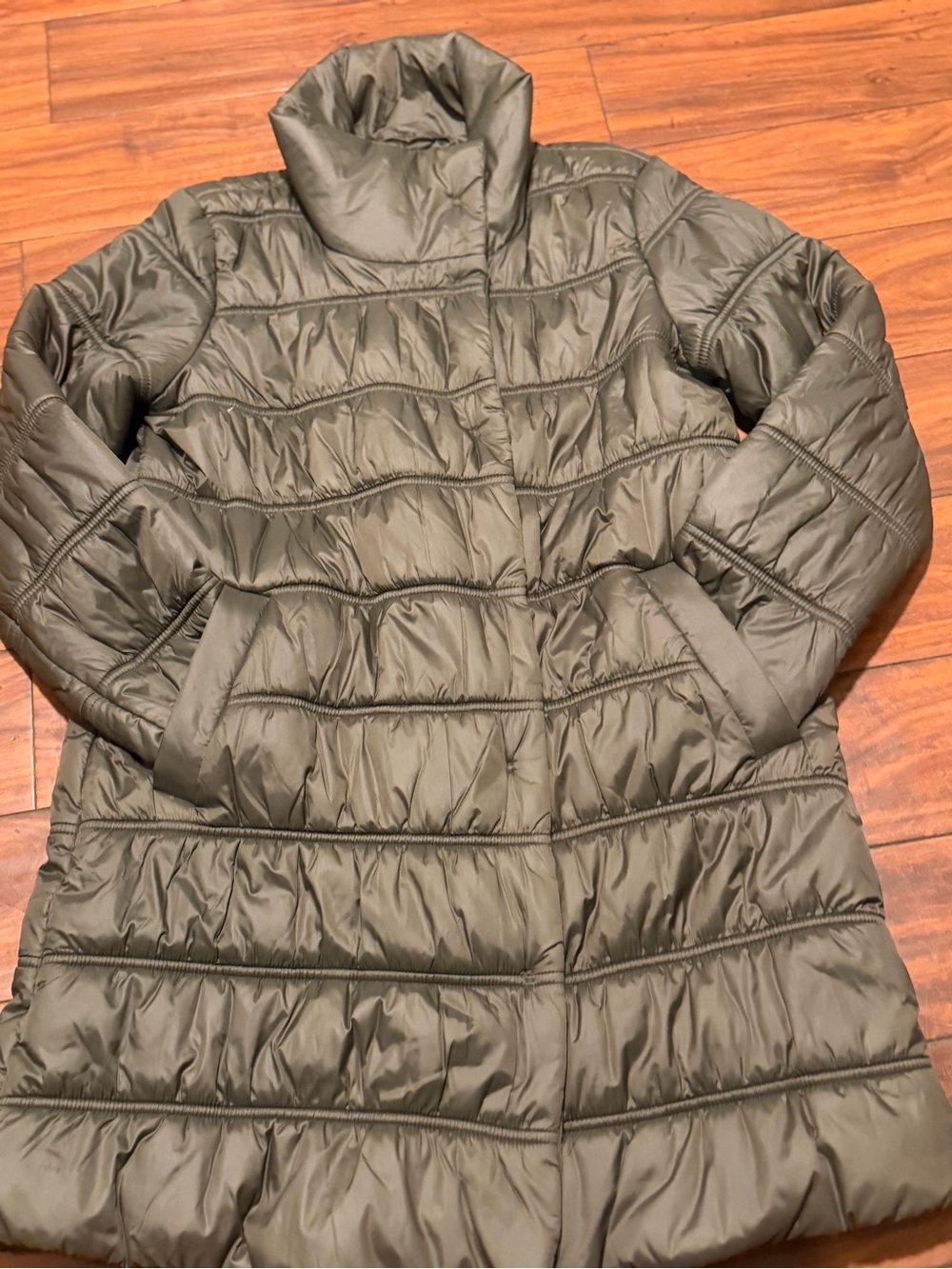 Eileen Fisher Petite Down Jacket in Olive - Picture 4 of 10